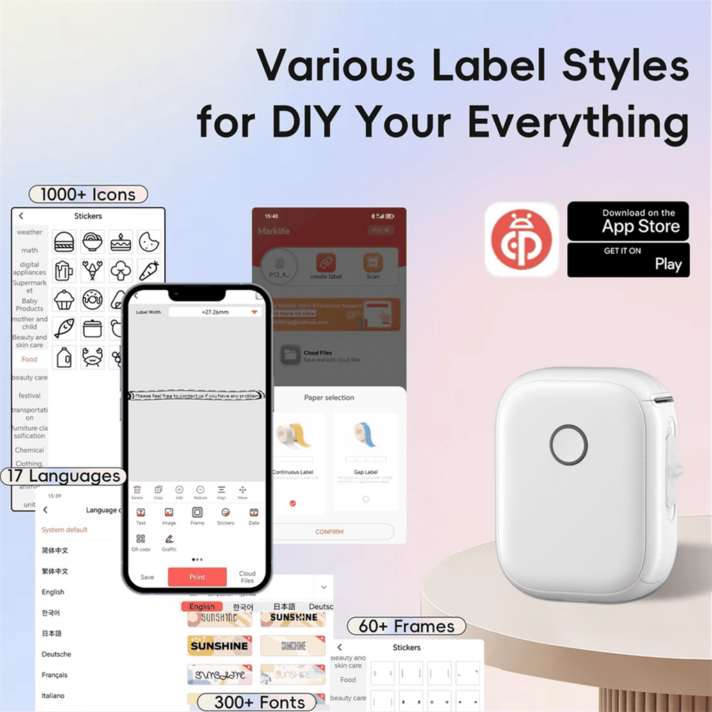 Mini Bluetooth Printer Portable Thermal Sticker Machine for Storage Barcode Home - Image 3