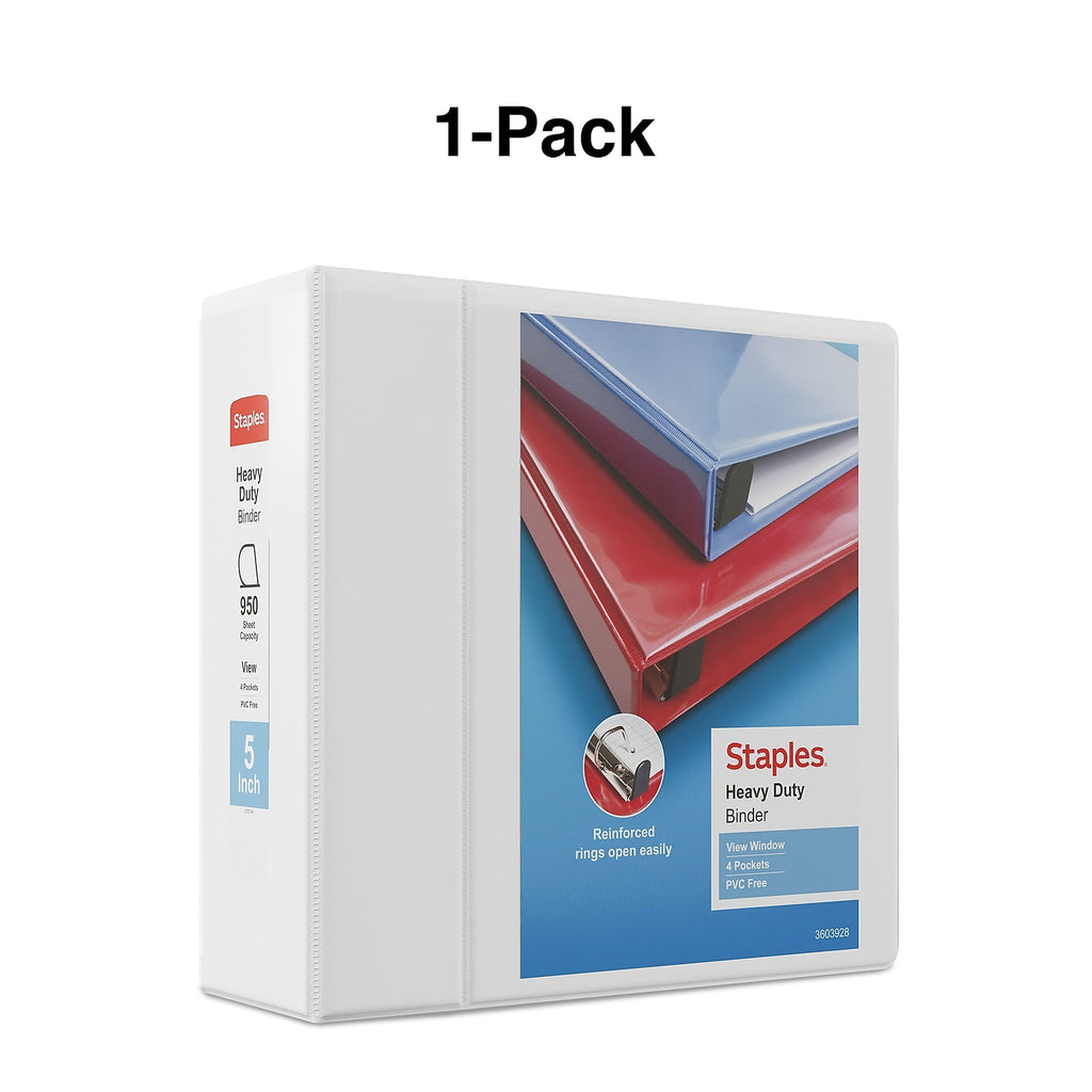 MyOfficeInnovations Heavy Duty 5" 3-Ring View Binder White (24700) 82660 - Image 5