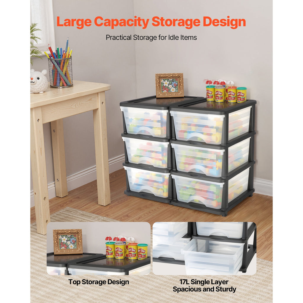 KFFKFF 100L 6 Storage Drawers, Sturdy Organizer , Clear Storage Bins for Office, Craft Rooms, and Home Organization - Image 2