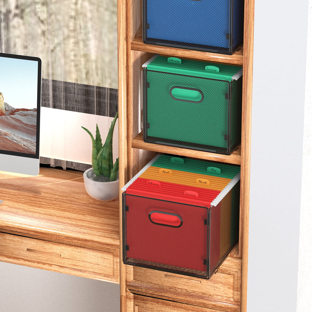 Hanging File Organizer, Mesh File Folder Organizer File Crate File Cabinet Inserts Storage Box, Letter Size - Image 4