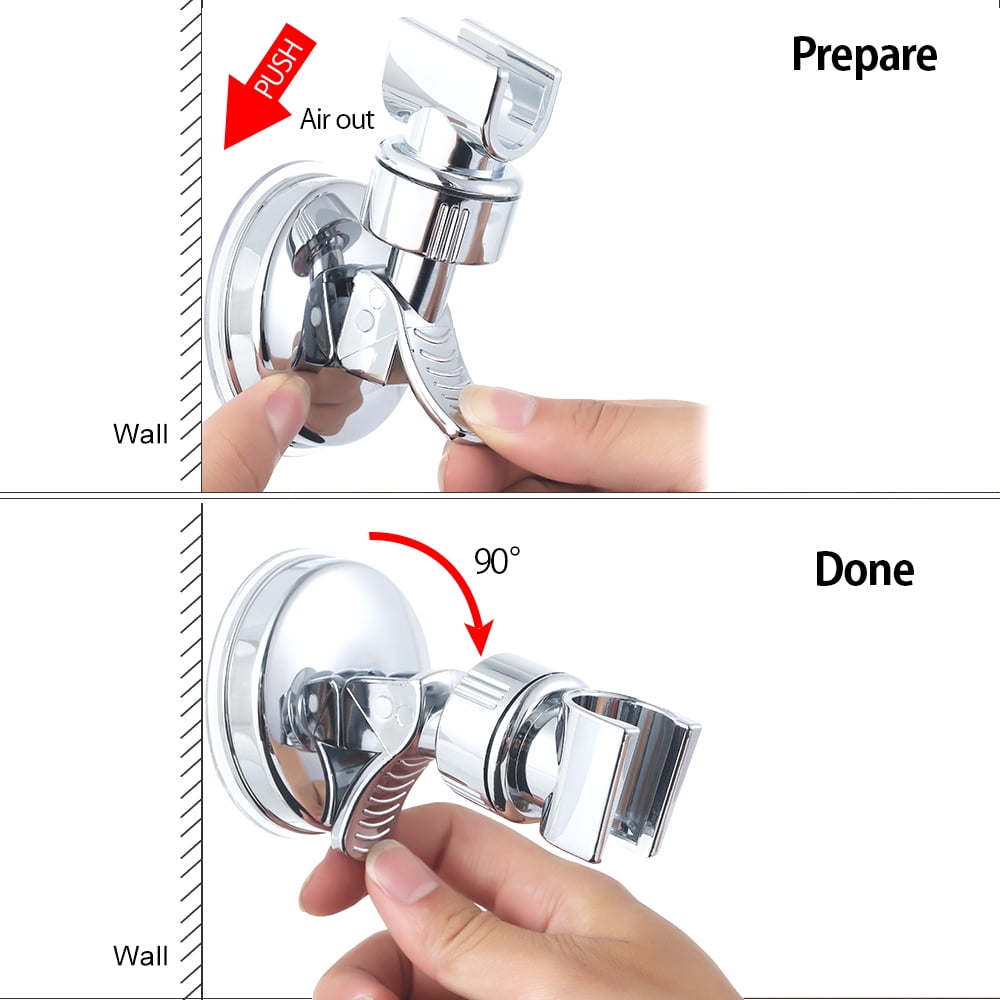 Rzvnmko 1Pcs Adjustable Suction-cup Shower Head Holder, Shower Head Holder, Bathroom Suction-cup Shower Head Holder, No-perforation, Chrome - Image 3
