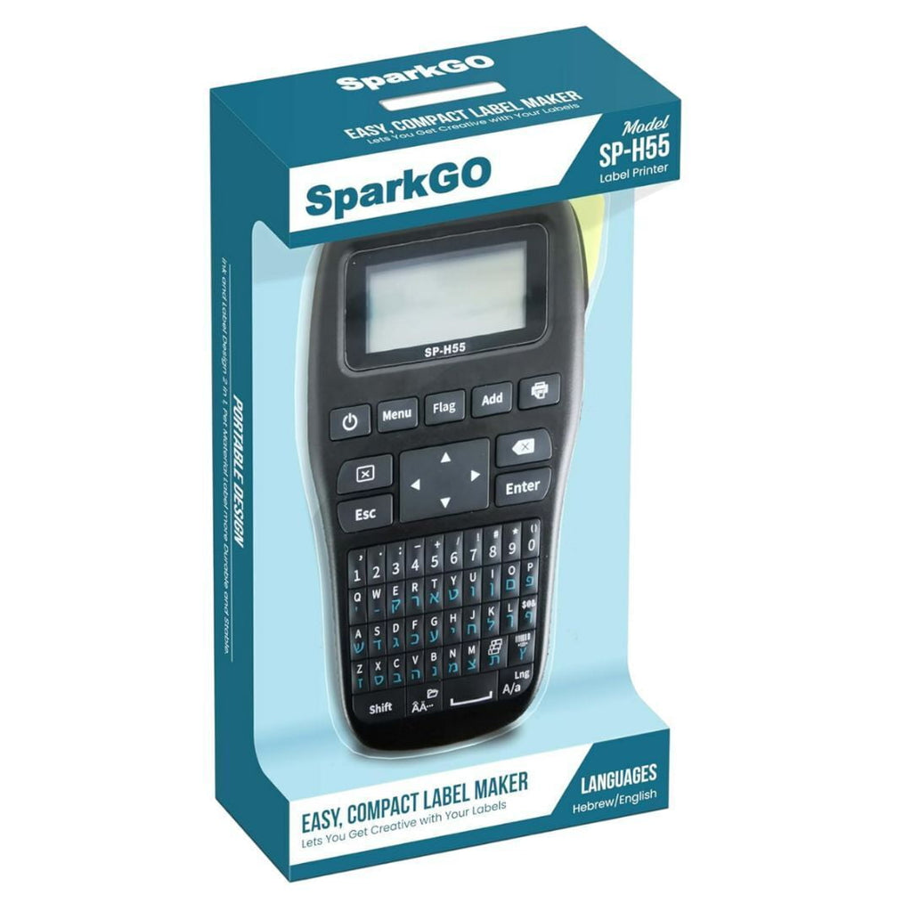 SparkGo SP-H55 Handheld Compact Hebrew and English Label Maker with Over 200 Symbols and Easy Access Memory (Black) - Image 3