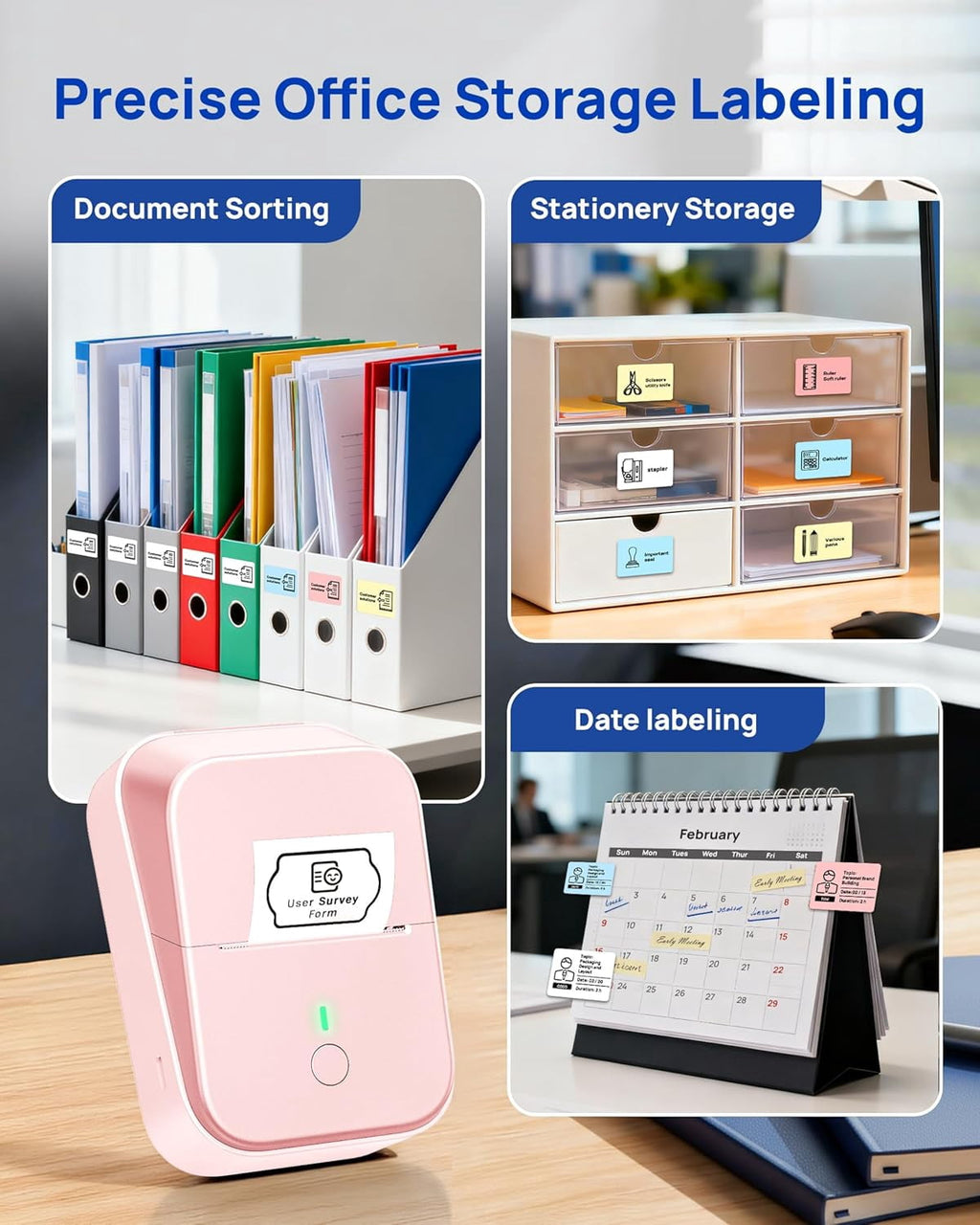 Label Maker Machine with Tape, 2 Inch Label Tape Maker Bluetooth Label Printer, Inkless Portable Label Maker, Pink - Image 4