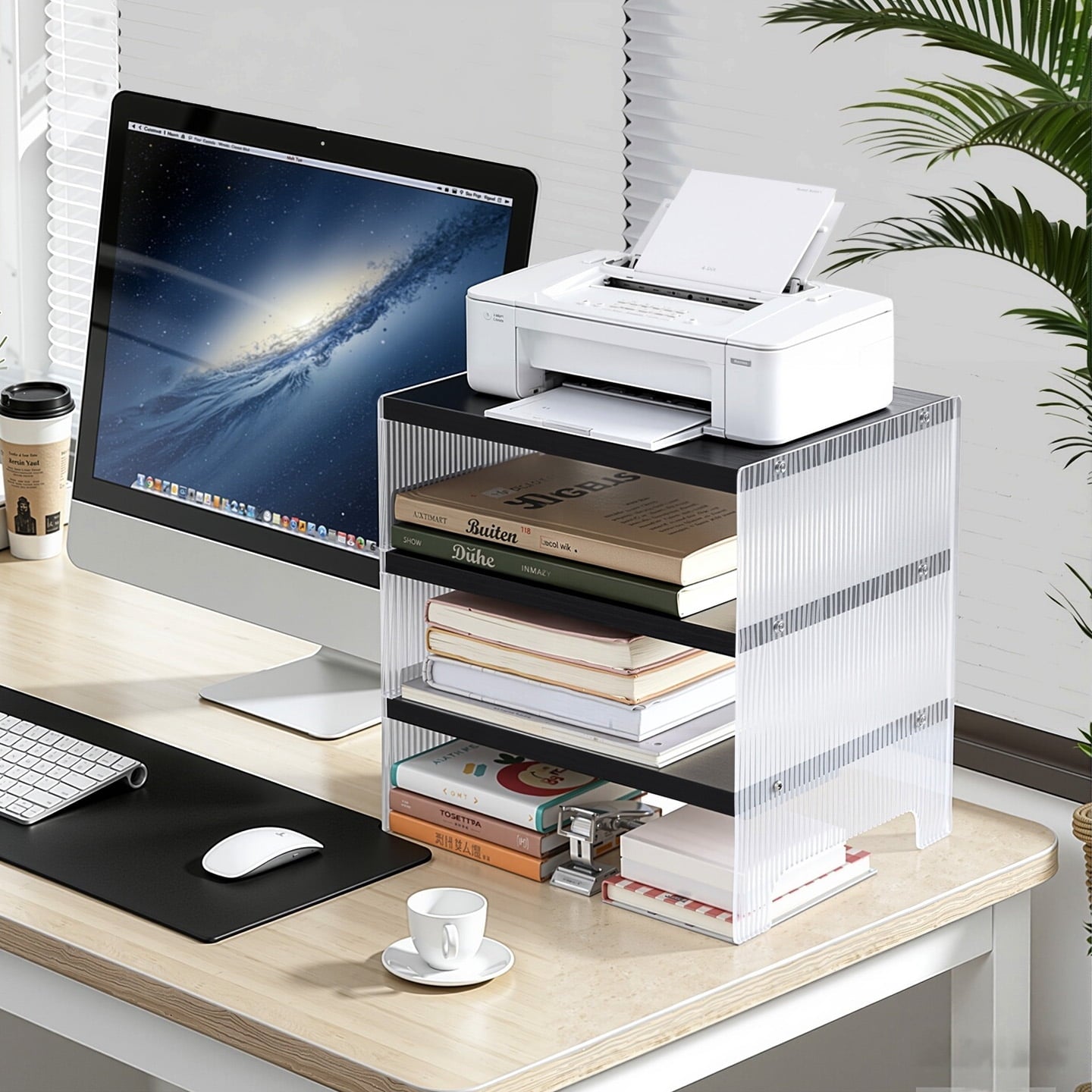 Clearance Paper Organizer, 3-Tier Stackable Wood Desk Organizer, Document File Organizer and Mail Sorter with Adjusta... - Image 3