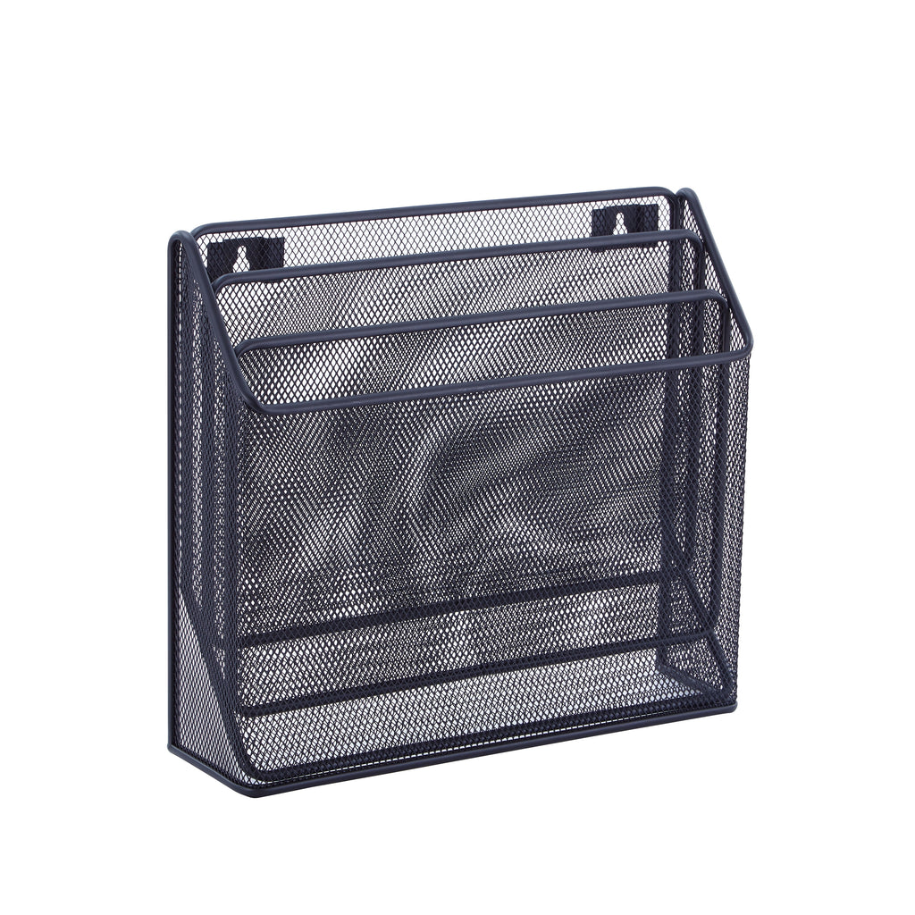 Metal Mesh Desk Organizer with Hook,Black, 3 Compartments - Image 6
