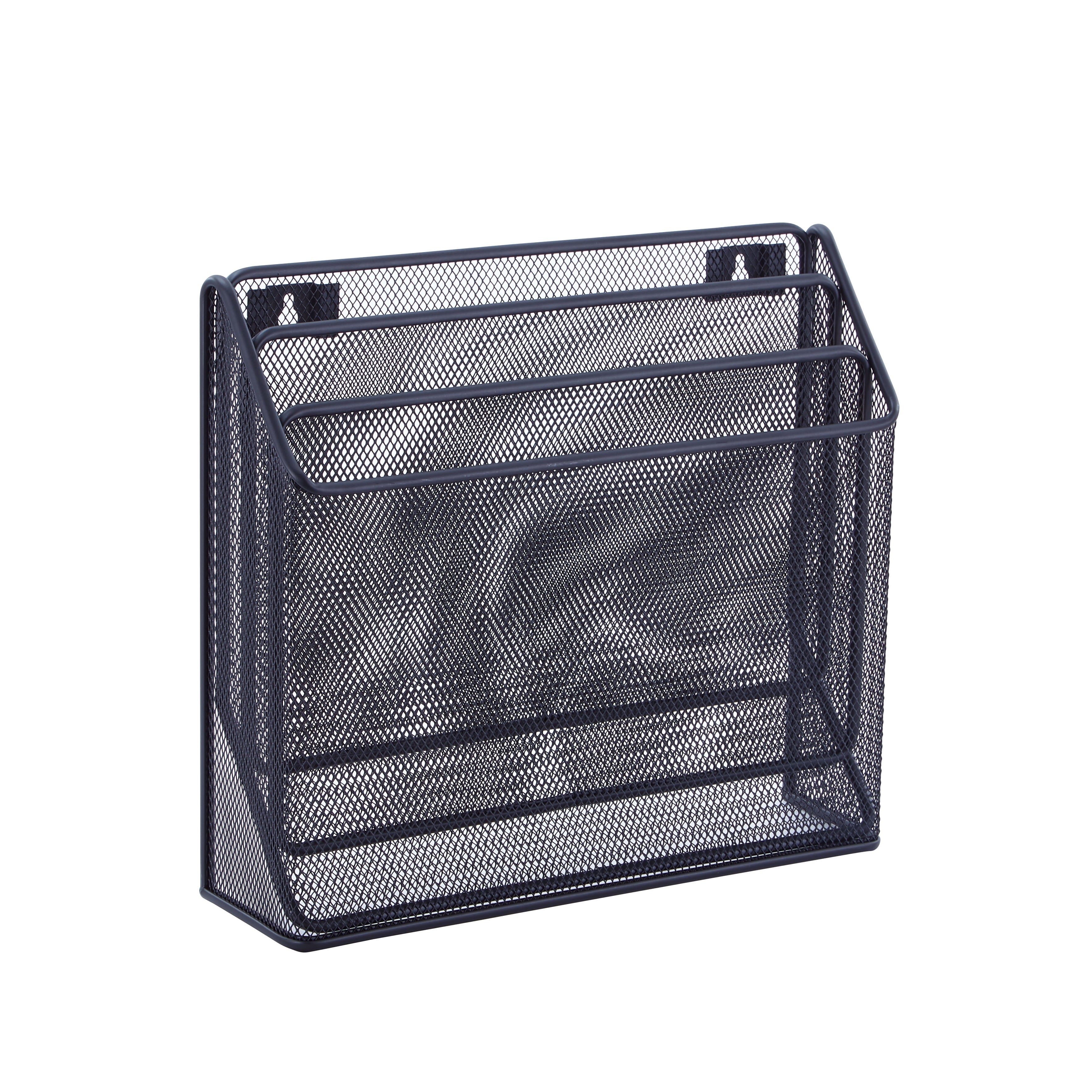 Metal Mesh Desk Organizer with Hook,Black, 3 Compartments - Image 6