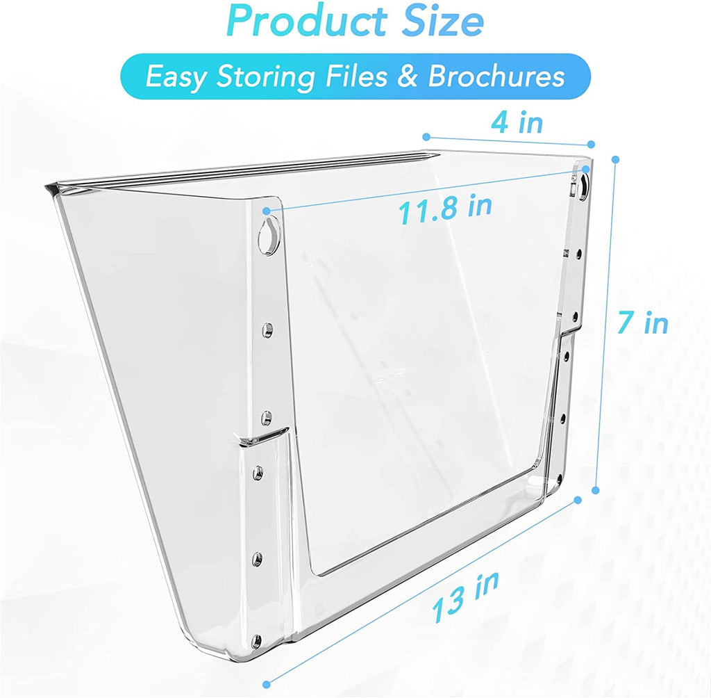 Clear Acrylic File Holder Wall Organizer 4 Pockets for Office and Home, 13x4x7 inches - Image 5