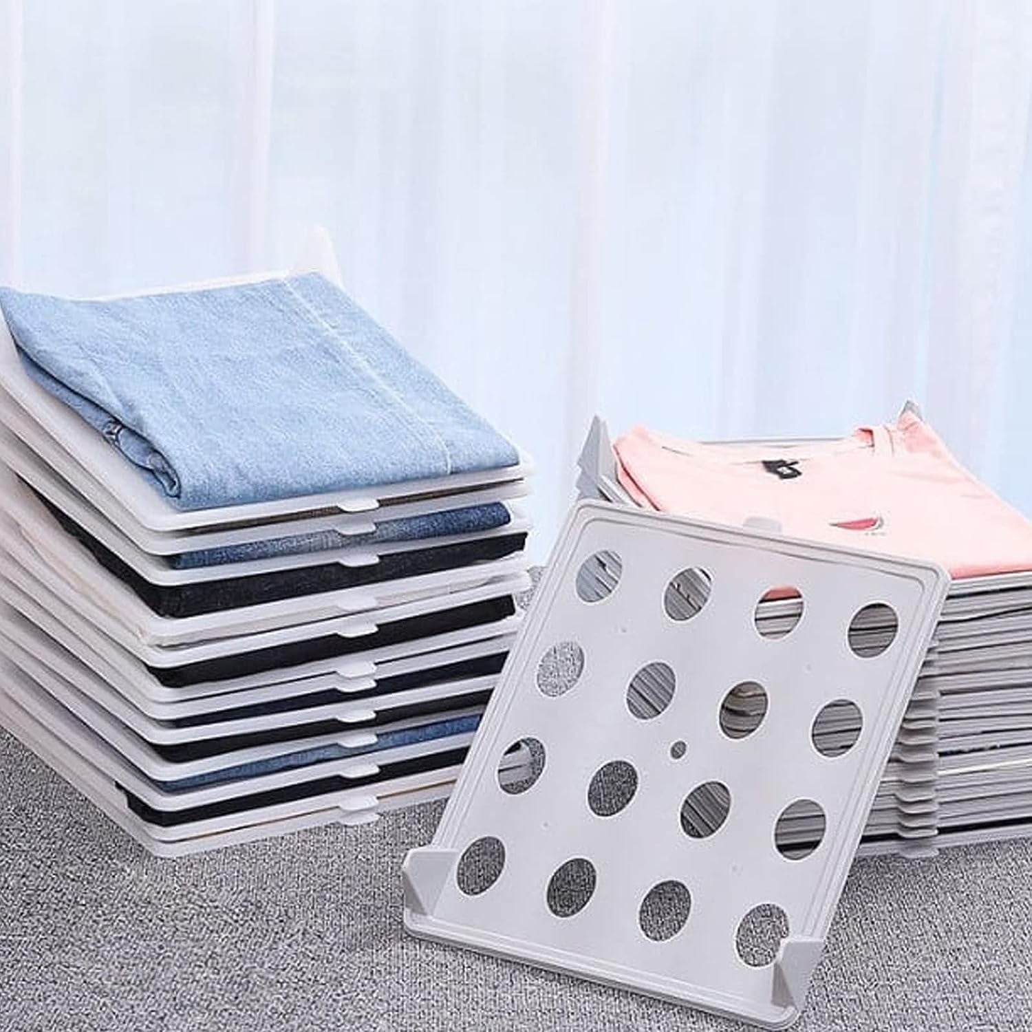 10 Pcs T Shirt Organizer Closet Organizer Stackable Durable Clothing Trays - Shirt Receipt Board Shirt Dividers File ... - Image 2