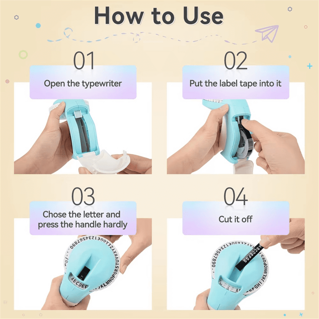 B90 Label Printer 3D Embossing Portable Manual Label Maker Labeling Machine 9mm,1 * Label Printer,Blue - Image 5