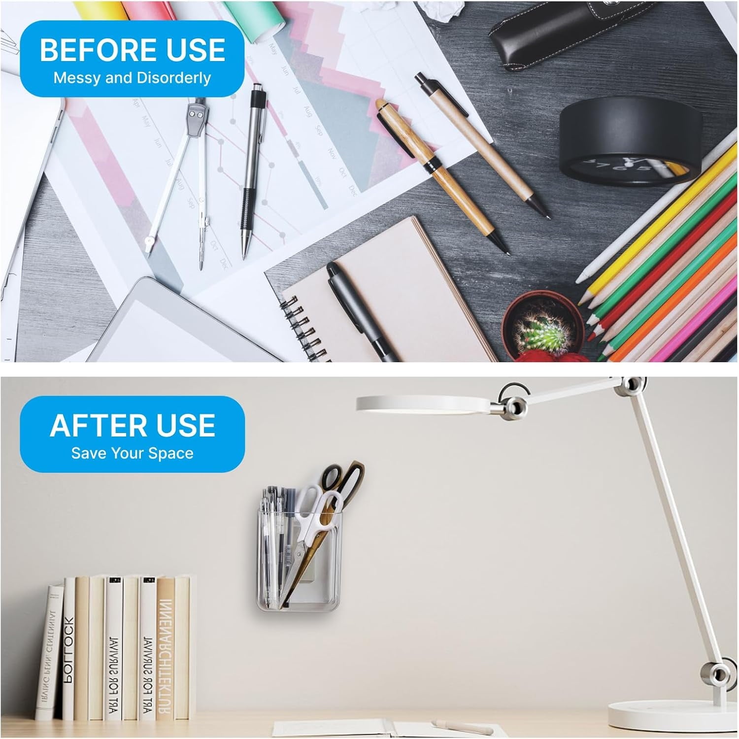 6 Pack Plastic Wall Folders, Clear Wall Mount File Organizer Acrylic Single Pocket Hanging Wall Organizer Magazine Holder Cabinet Storage Bi - Image 4