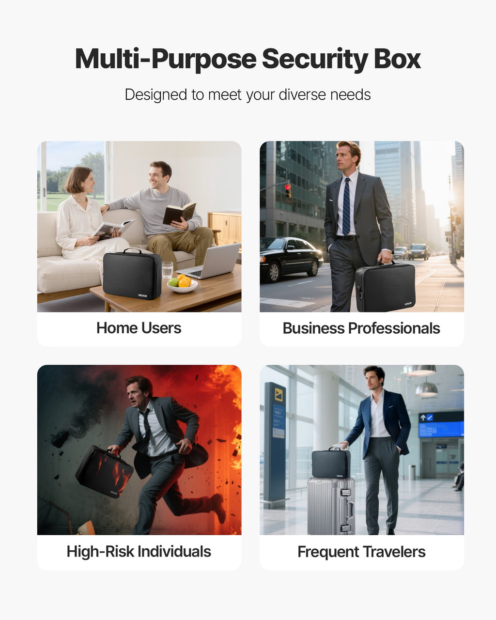 VEVOR Fireproof Document Box, 1832  Heat Insulated Fireproof & Waterproof Box with Lock, Portable Multi-Layer Home Office Travel File Storag - Image 6