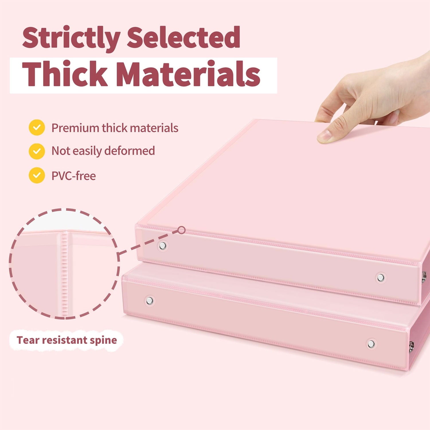 1 inch Binder Pink,3 Ring View Binders Holds 200 Sheets of Letter Size 8.5 x 11'' Paper Notebook Round Ring Binders S... - Image 5