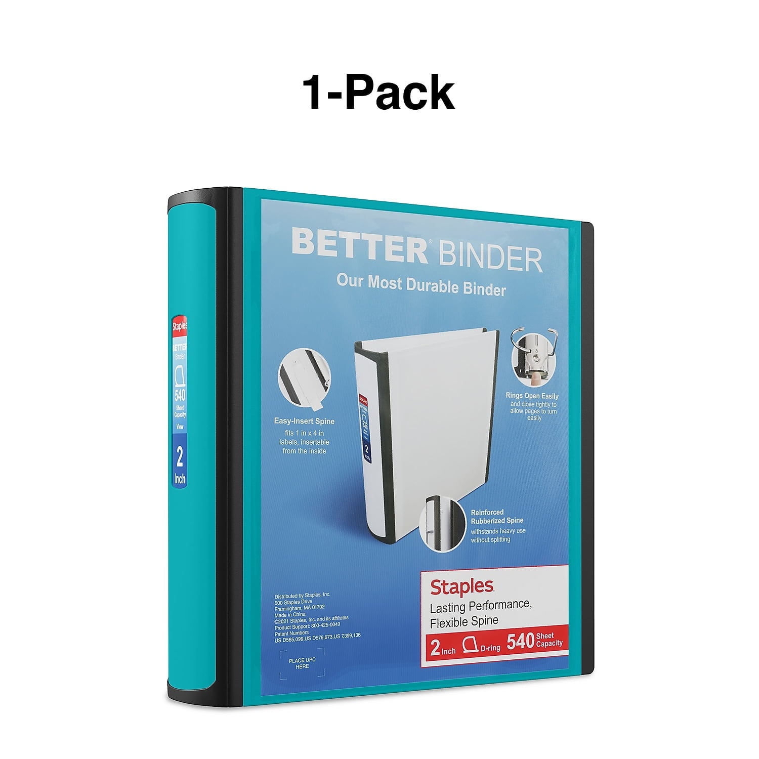 Staples Better 2-Inch D 3-Ring View Binder Teal (13470-CC) 651743 - Image 6