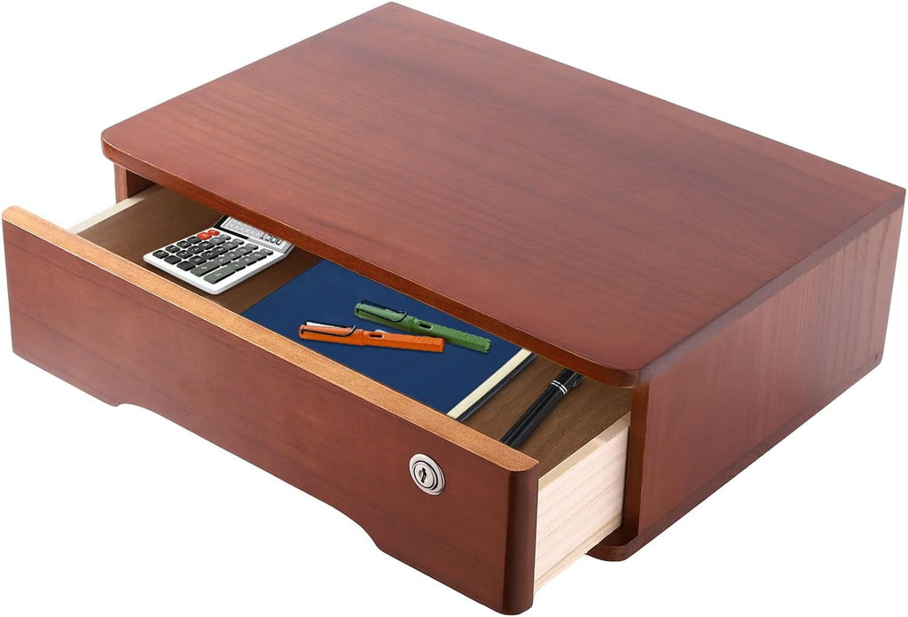 Wooden Desktop Storage Box with Lockable Drawers Office Supplies Drawer Organizer Receipt File Organizer Flat File Ca... - Image 2