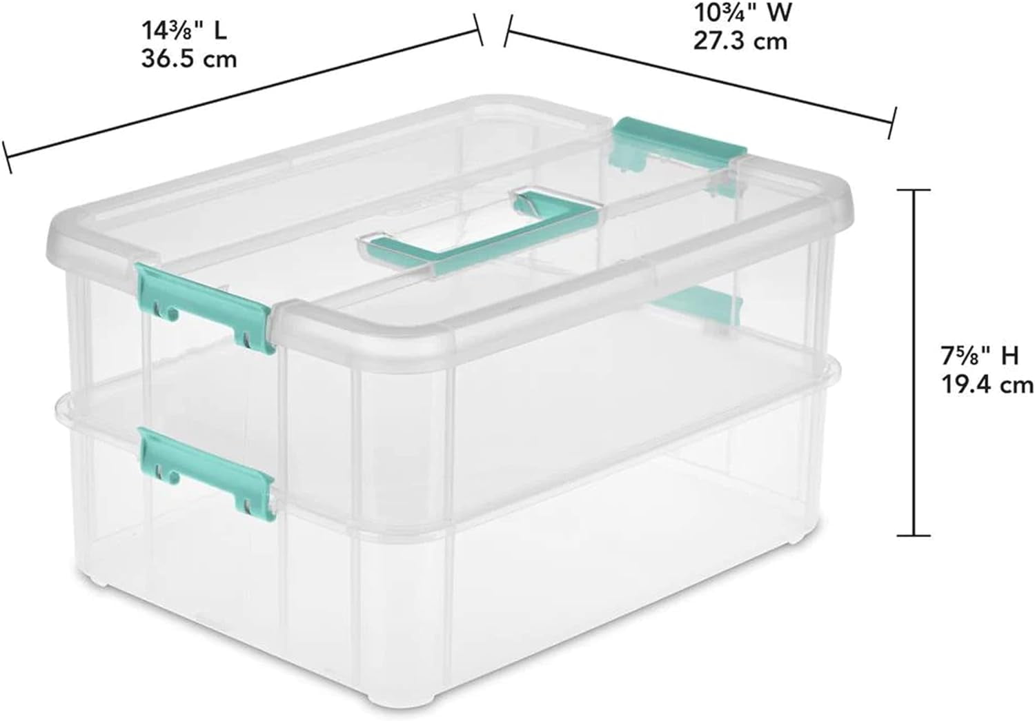 Stack and Carry 2 Layer Handle Box  Stackable Plastic Small  Container with Latching Lid  Bin to  Crafts  Clear  4-Pack - Image 5