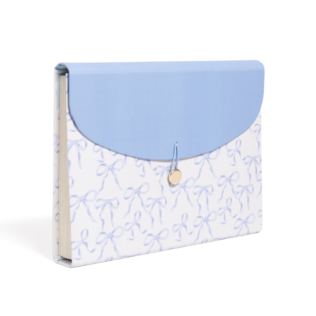 U Brands 13 Pocket Expandable File, 13 x 9.2 x 1.4 in.,Charming Coquette Blue BowsFile Organizer. Freestanding - Image 6