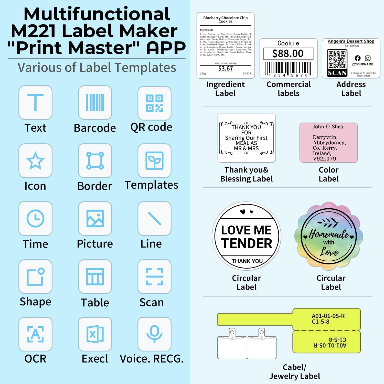 Label Maker- Address Label Printer M221 - 3'' Bluetooth Thermal Label Priner Perfect for Address, Barcode, Crafts, and Small Business - Comp - Image 3