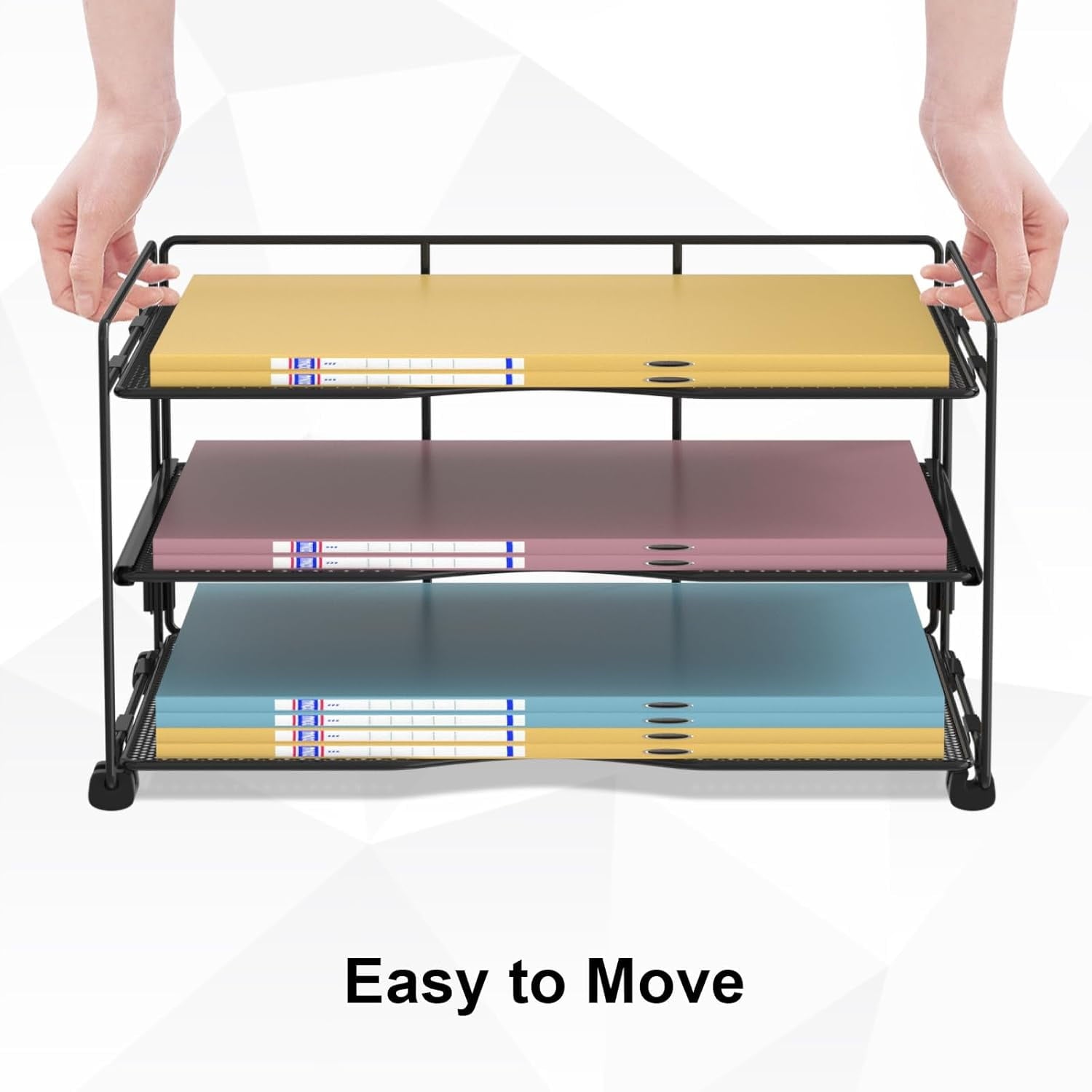 3 Tiers Paper Organizer , Mesh Desk File Organizer for Home Office, Black - Image 6