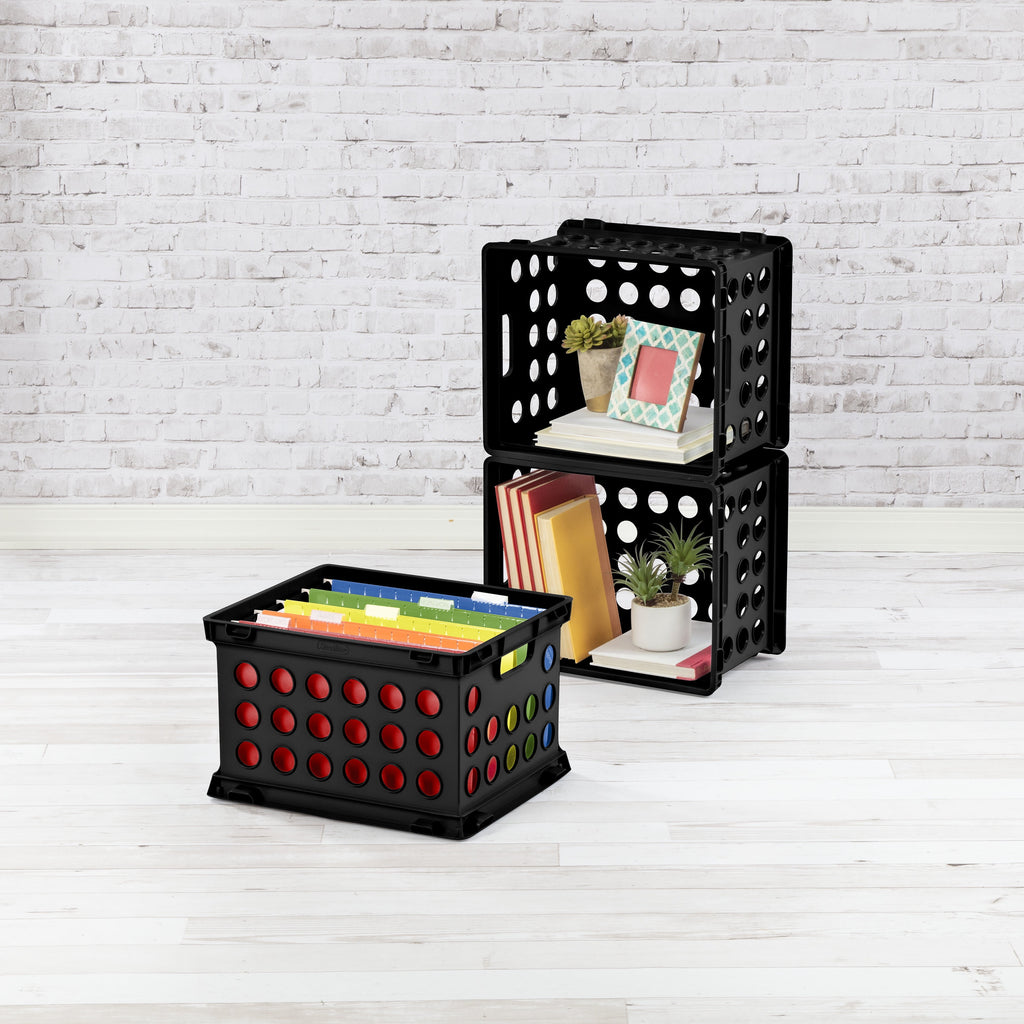 Sterilite File Crate, Versatile Plastic Storage Bin with Through Handles, Fits Letter & Legal-sized Hanging Files, Stackable, Black, 6 Pack - Image 3