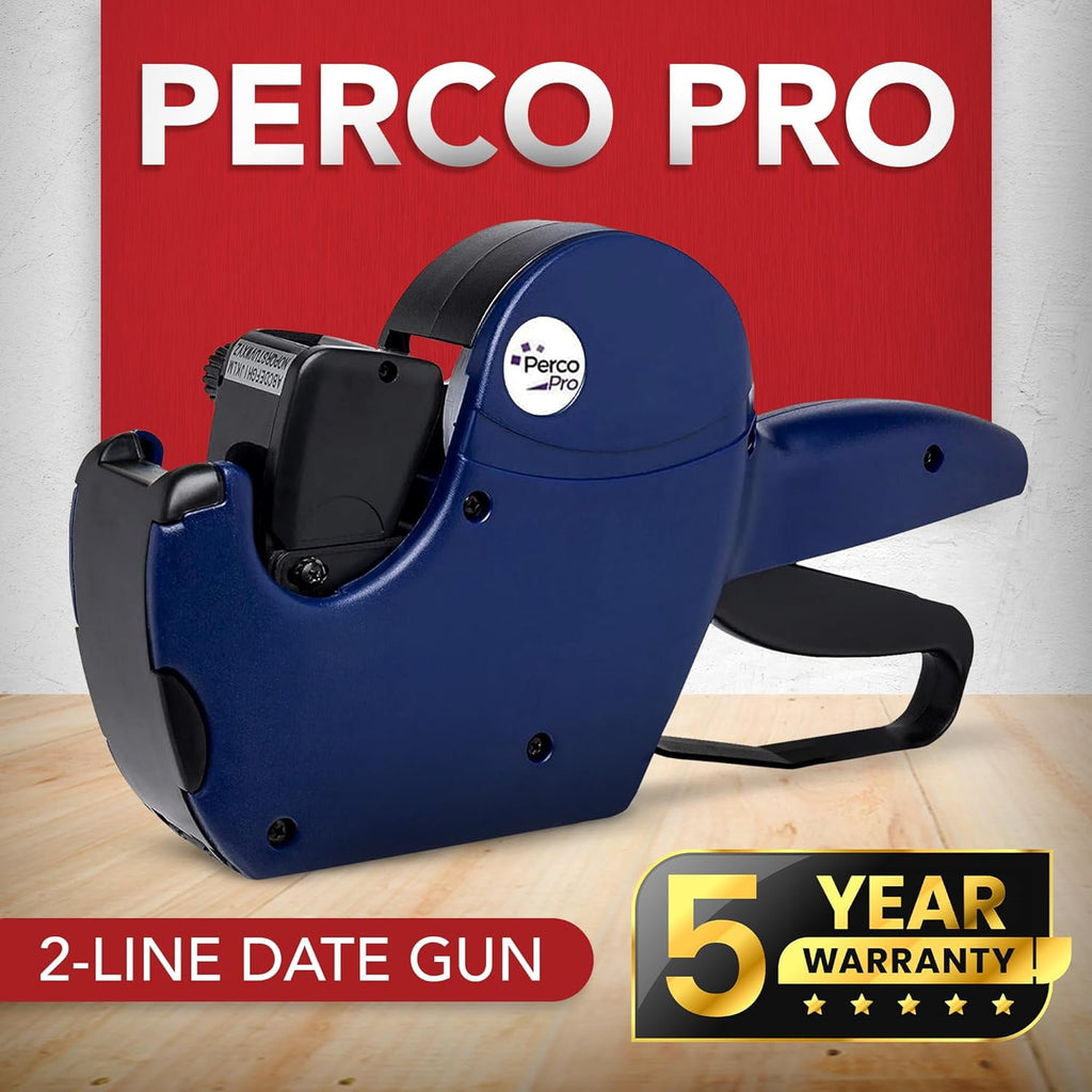 Perco Pro 2 Line Date Gun, Includes 16 Digits Date Gun Labeler, Pre-Loaded Roll of 750 White Labels and Ink Roll - Image 4