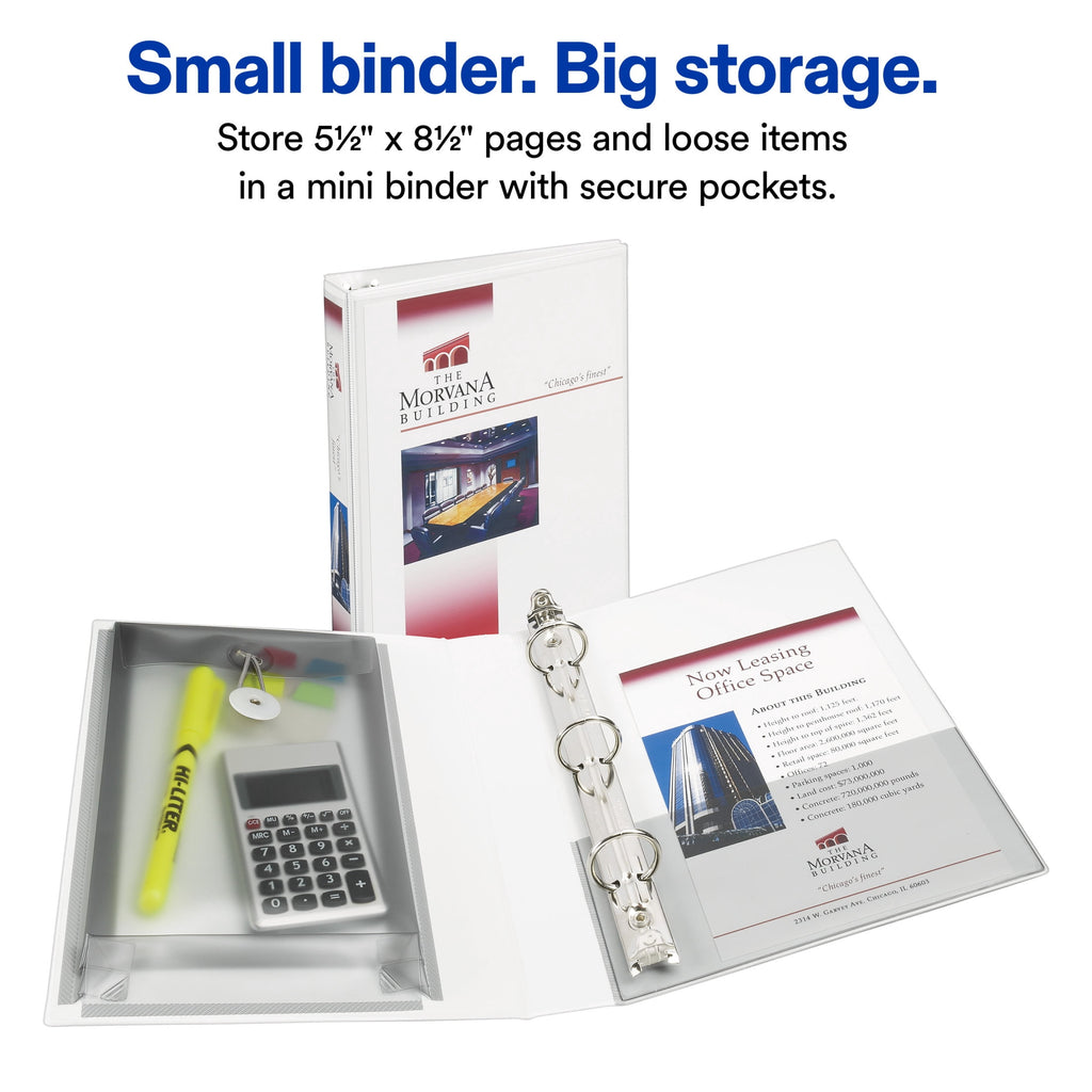 Protect & Store Mini Binder, 1" Round Rings, White (23011) - Image 2