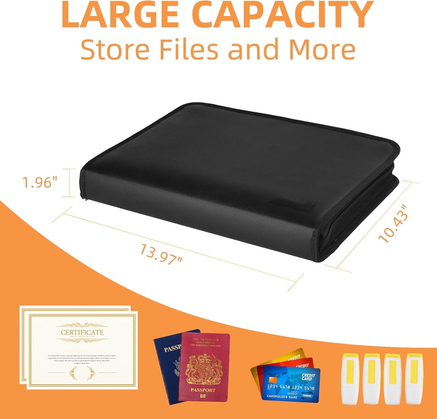 Fireproof & Waterproof Accordion File Organizer, 13-Pocket Expanding Document Organizer with Handle & Labels, Durable... - Image 3