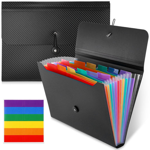 2 Pack Accordion File Organizer, 13 Pockets Expanding File Folder, Accordion File Holder with Elastic Buckles Closure...